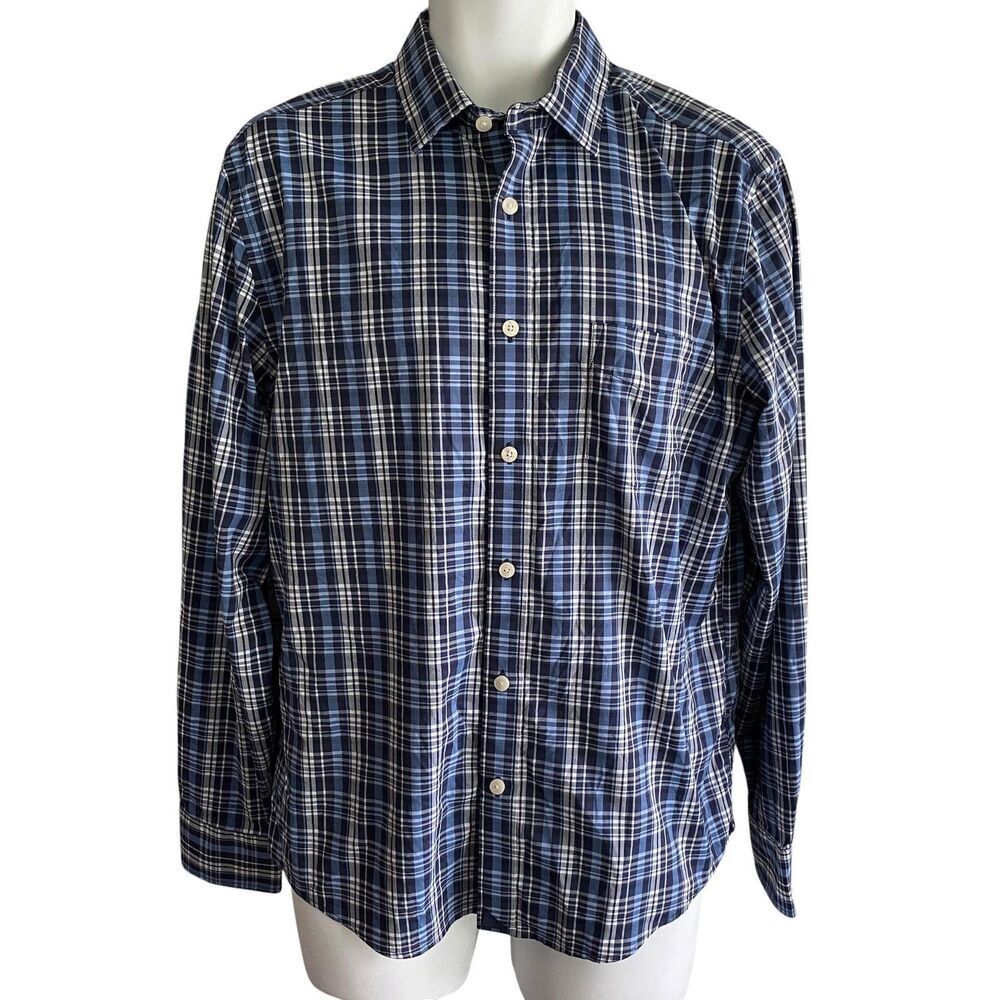 UNTUCKit Shirt Mens Large Blue Check Montecarlo Slim Fit Stretch Performance